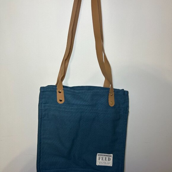 FEED Projects Canvas Market Tote Sea Blue - Picture 4 of 8